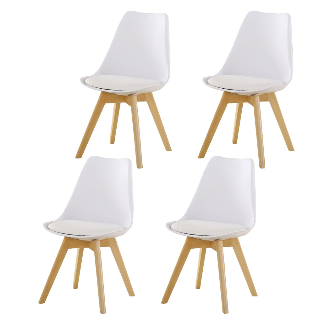 Wood Scandinavian Brasserie Side Chair Parsons Multi-color Dining Chair White Set of 4 Clearhalo ' kitchen&dining_furn' 'Dining Chairs' 'Dining Tables & Seating' 'dining_chair' 'Furniture' 'furniture_dining_chair' 'Kitchen & Dining Furniture' 'kitchen' 3466675