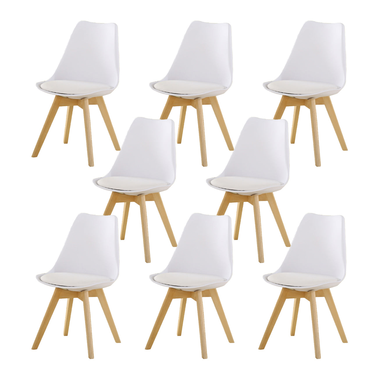Wood Scandinavian Brasserie Side Chair Parsons Multi-color Dining Chair White Set of 8 Clearhalo ' kitchen&dining_furn' 'Dining Chairs' 'Dining Tables & Seating' 'dining_chair' 'Furniture' 'furniture_dining_chair' 'Kitchen & Dining Furniture' 'kitchen' 3466676