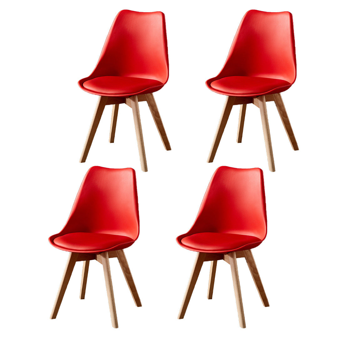 Wood Scandinavian Brasserie Side Chair Parsons Multi-color Dining Chair Red Set of 4 Clearhalo ' kitchen&dining_furn' 'Dining Chairs' 'Dining Tables & Seating' 'dining_chair' 'Furniture' 'furniture_dining_chair' 'Kitchen & Dining Furniture' 'kitchen' 3466677