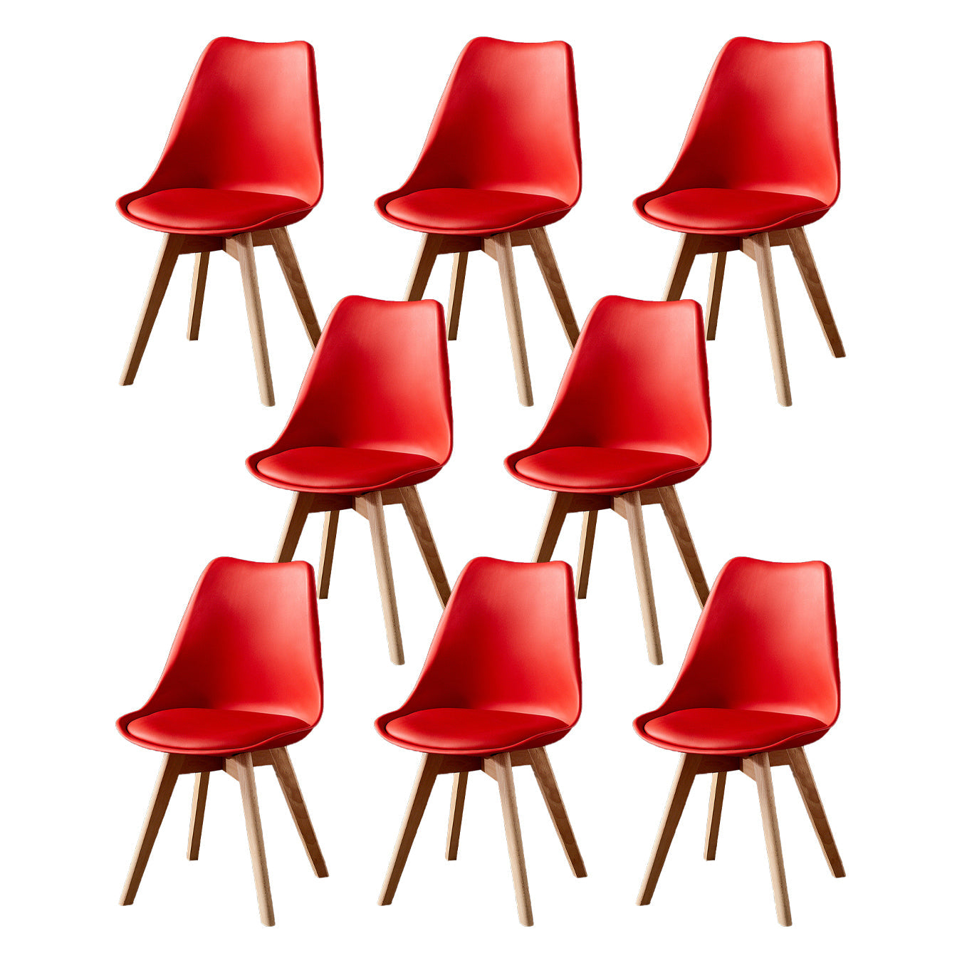 Wood Scandinavian Brasserie Side Chair Parsons Multi-color Dining Chair Red Set of 8 Clearhalo ' kitchen&dining_furn' 'Dining Chairs' 'Dining Tables & Seating' 'dining_chair' 'Furniture' 'furniture_dining_chair' 'Kitchen & Dining Furniture' 'kitchen' 3466678