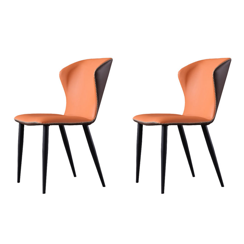 Modern Style Upholstered Side Chair Wingback Parsons Chair for Home Use Orange Set of 2 Clearhalo ' kitchen&dining_furn' 'Dining Chairs' 'Dining Tables & Seating' 'dining_chair' 'Furniture' 'furniture_dining_chair' 'Kitchen & Dining Furniture' 'kitchen' 3466685