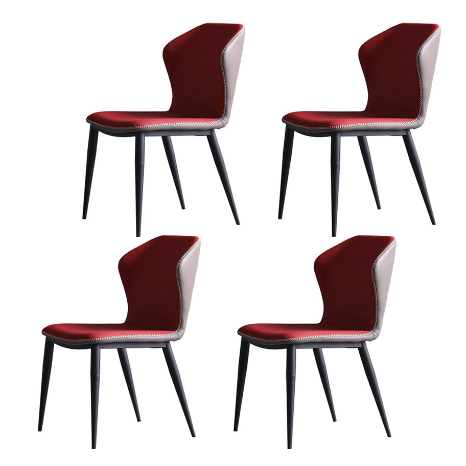Modern Style Upholstered Side Chair Wingback Parsons Chair for Home Use Red Set of 4 Clearhalo ' kitchen&dining_furn' 'Dining Chairs' 'Dining Tables & Seating' 'dining_chair' 'Furniture' 'furniture_dining_chair' 'Kitchen & Dining Furniture' 'kitchen' 3466692