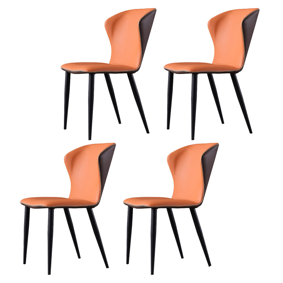 Modern Style Upholstered Side Chair Wingback Parsons Chair for Home Use Orange Set of 4 Clearhalo ' kitchen&dining_furn' 'Dining Chairs' 'Dining Tables & Seating' 'dining_chair' 'Furniture' 'furniture_dining_chair' 'Kitchen & Dining Furniture' 'kitchen' 3466699