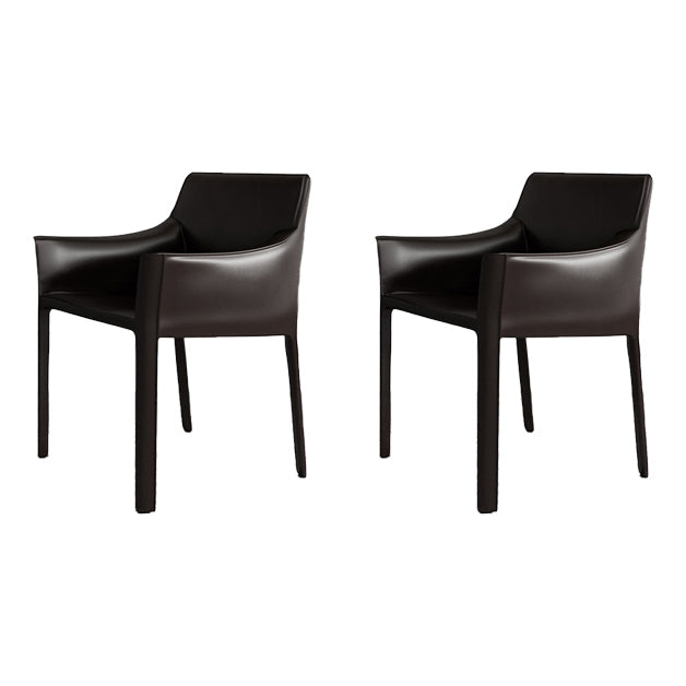 Contemporary Dining Arm Chair 23'' Wide Solid Back Chair with Stainless Steel Legs Black Set of 2 Clearhalo ' kitchen&dining_furn' 'Dining Chairs' 'Dining Tables & Seating' 'dining_chair' 'Furniture' 'furniture_dining_chair' 'Kitchen & Dining Furniture' 'kitchen' 3466705
