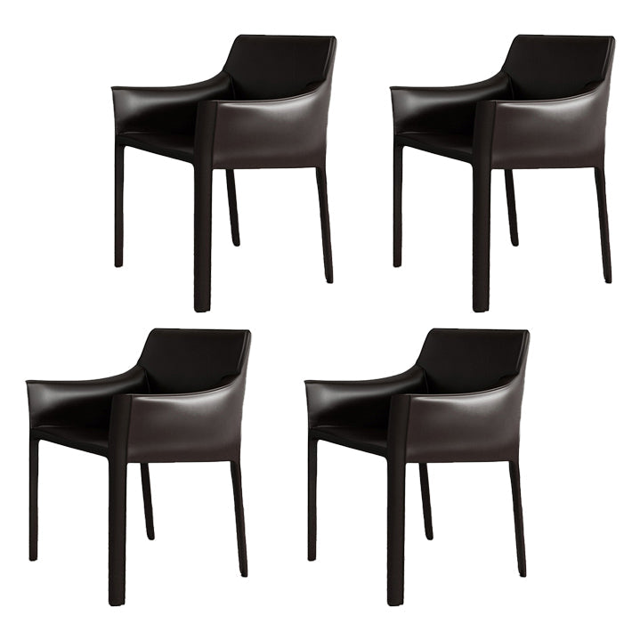 Contemporary Dining Arm Chair 23'' Wide Solid Back Chair with Stainless Steel Legs Black Set of 4 Clearhalo ' kitchen&dining_furn' 'Dining Chairs' 'Dining Tables & Seating' 'dining_chair' 'Furniture' 'furniture_dining_chair' 'Kitchen & Dining Furniture' 'kitchen' 3466706