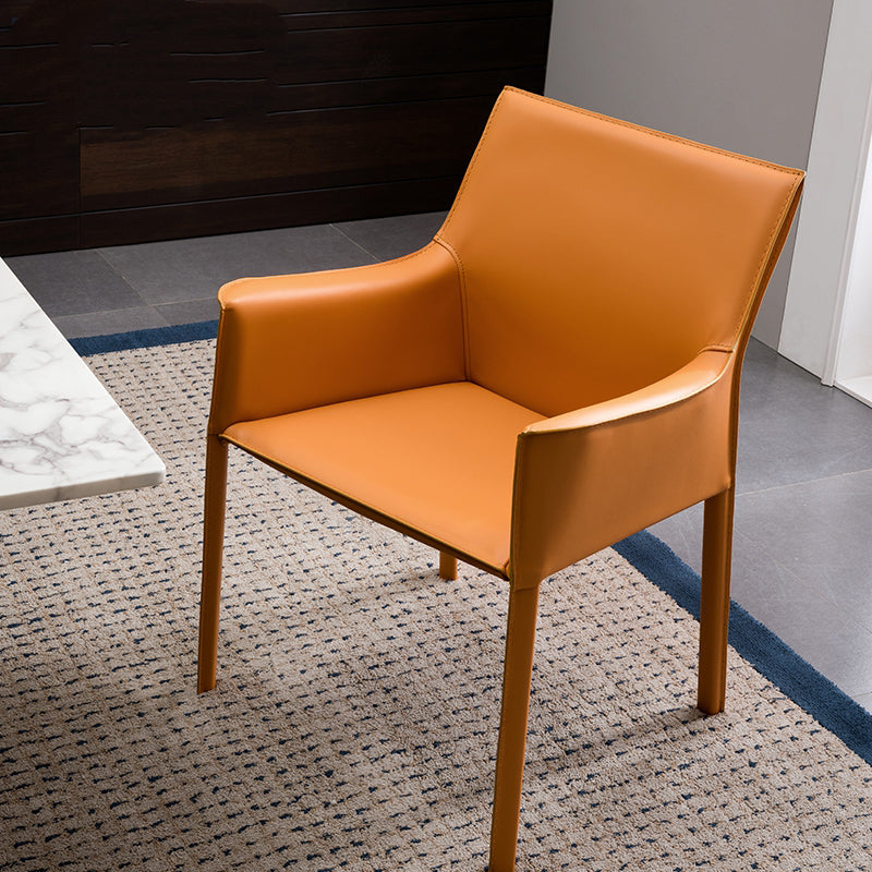 Contemporary Dining Arm Chair 23'' Wide Solid Back Chair with Stainless Steel Legs Clearhalo ' kitchen&dining_furn' 'Dining Chairs' 'Dining Tables & Seating' 'dining_chair' 'Furniture' 'furniture_dining_chair' 'Kitchen & Dining Furniture' 'kitchen' 3466707