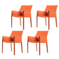 Contemporary Dining Arm Chair 23'' Wide Solid Back Chair with Stainless Steel Legs Orange Set of 4 Clearhalo ' kitchen&dining_furn' 'Dining Chairs' 'Dining Tables & Seating' 'dining_chair' 'Furniture' 'furniture_dining_chair' 'Kitchen & Dining Furniture' 'kitchen' 3466708
