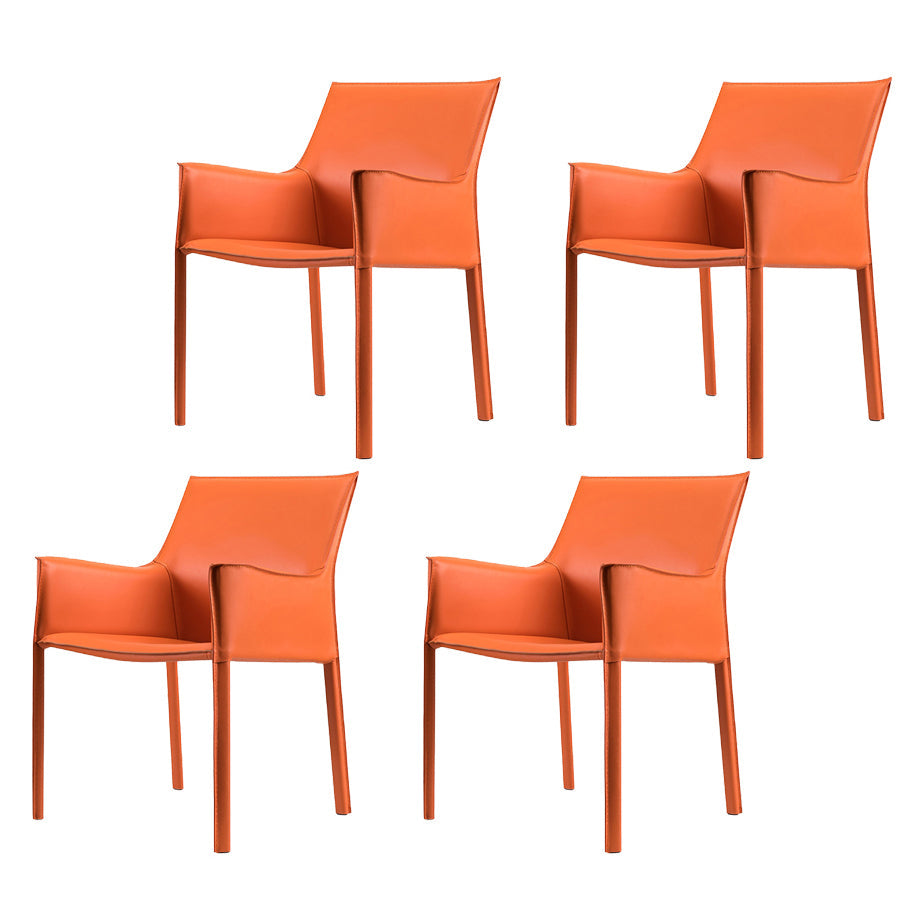 Contemporary Dining Arm Chair 23'' Wide Solid Back Chair with Stainless Steel Legs Orange Set of 4 Clearhalo ' kitchen&dining_furn' 'Dining Chairs' 'Dining Tables & Seating' 'dining_chair' 'Furniture' 'furniture_dining_chair' 'Kitchen & Dining Furniture' 'kitchen' 3466708