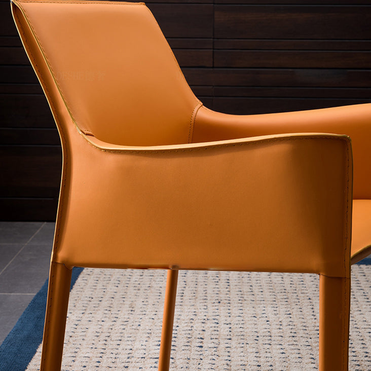 Contemporary Dining Arm Chair 23'' Wide Solid Back Chair with Stainless Steel Legs Clearhalo ' kitchen&dining_furn' 'Dining Chairs' 'Dining Tables & Seating' 'dining_chair' 'Furniture' 'furniture_dining_chair' 'Kitchen & Dining Furniture' 'kitchen' 3466711