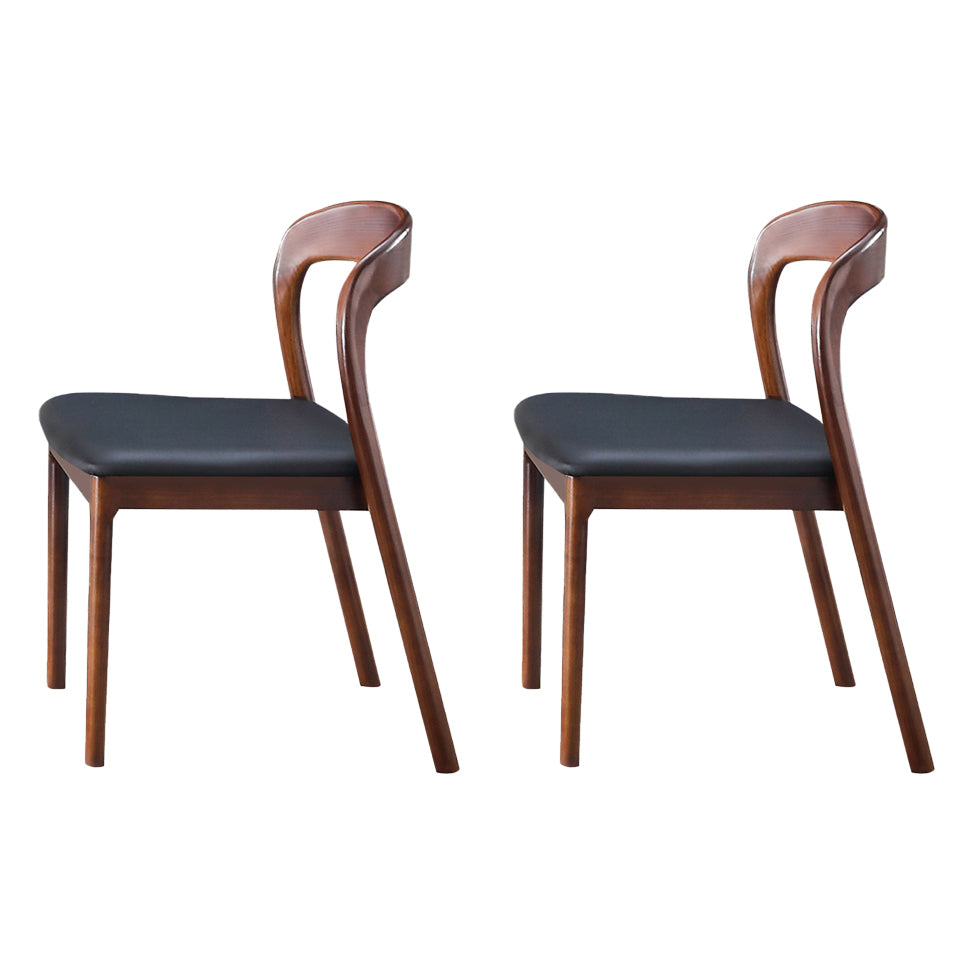 Modern Kitchen Leather Square Dining Chair Open Back Dining Side Chair Walnut Set of 2 Clearhalo ' kitchen&dining_furn' 'Dining Chairs' 'Dining Tables & Seating' 'dining_chair' 'Furniture' 'furniture_dining_chair' 'Kitchen & Dining Furniture' 'kitchen' 3466727