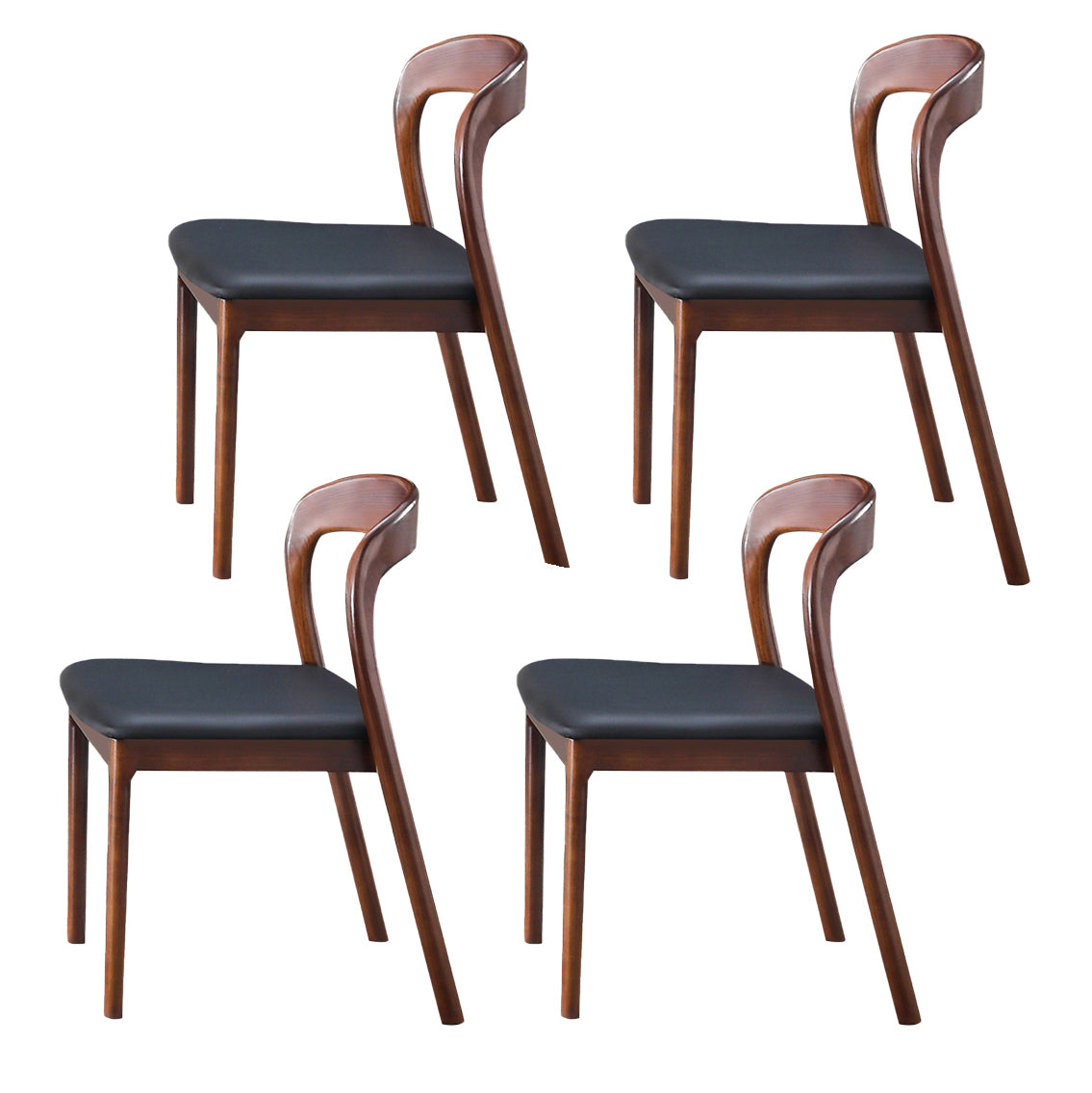 Modern Kitchen Leather Square Dining Chair Open Back Dining Side Chair Walnut Set of 4 Clearhalo ' kitchen&dining_furn' 'Dining Chairs' 'Dining Tables & Seating' 'dining_chair' 'Furniture' 'furniture_dining_chair' 'Kitchen & Dining Furniture' 'kitchen' 3466729