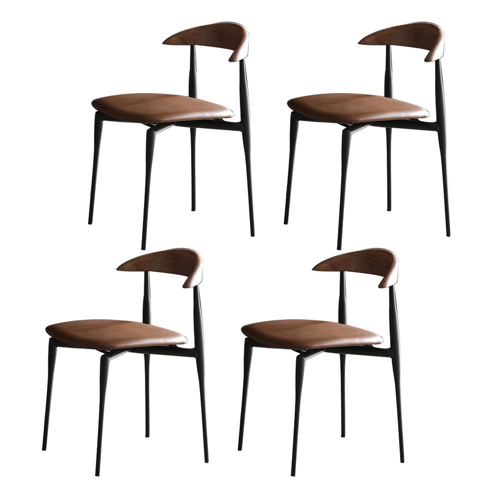 Mid-century Dining Chairs Wood Dining Open Back Dining Side Chair for Home Use Brown Set of 4 Clearhalo ' kitchen&dining_furn' 'Dining Chairs' 'Dining Tables & Seating' 'dining_chair' 'Furniture' 'furniture_dining_chair' 'Kitchen & Dining Furniture' 'kitchen' 3466743