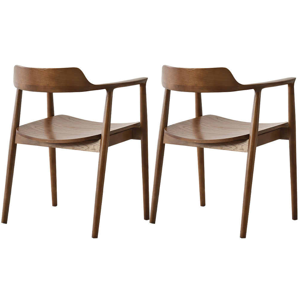 Modern Style Wooden Matte Finish Dining Arm Chair Open Back Arm Chair for Home Use Walnut Wood Set of 2 Clearhalo ' kitchen&dining_furn' 'Dining Chairs' 'Dining Tables & Seating' 'dining_chair' 'Furniture' 'furniture_dining_chair' 'Kitchen & Dining Furniture' 'kitchen' 3466773