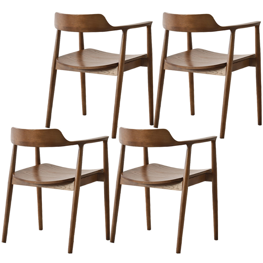 Modern Style Wooden Matte Finish Dining Arm Chair Open Back Arm Chair for Home Use Walnut Wood Set of 4 Clearhalo ' kitchen&dining_furn' 'Dining Chairs' 'Dining Tables & Seating' 'dining_chair' 'Furniture' 'furniture_dining_chair' 'Kitchen & Dining Furniture' 'kitchen' 3466775