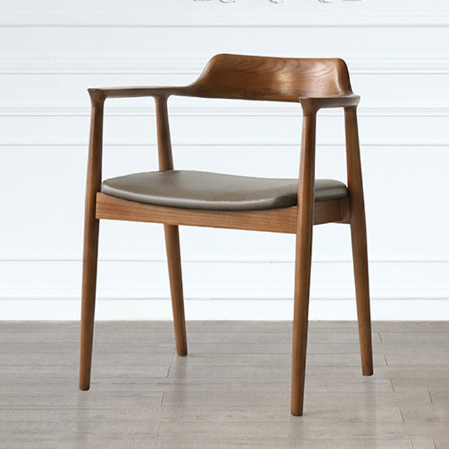 Modern Style Wooden Matte Finish Dining Arm Chair Open Back Arm Chair for Home Use Walnut Upholstered 1 Piece Clearhalo ' kitchen&dining_furn' 'Dining Chairs' 'Dining Tables & Seating' 'dining_chair' 'Furniture' 'furniture_dining_chair' 'Kitchen & Dining Furniture' 'kitchen' 3466778
