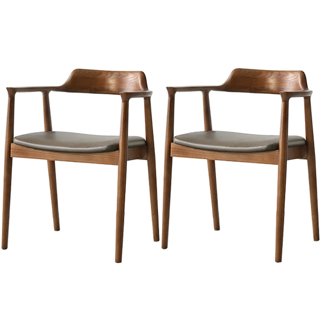 Modern Style Wooden Matte Finish Dining Arm Chair Open Back Arm Chair for Home Use Walnut Upholstered Set of 2 Clearhalo ' kitchen&dining_furn' 'Dining Chairs' 'Dining Tables & Seating' 'dining_chair' 'Furniture' 'furniture_dining_chair' 'Kitchen & Dining Furniture' 'kitchen' 3466781
