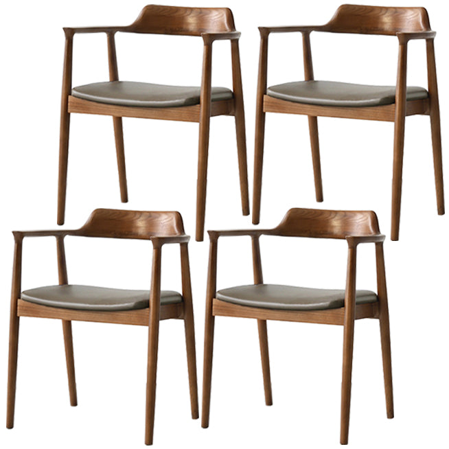 Modern Style Wooden Matte Finish Dining Arm Chair Open Back Arm Chair for Home Use Walnut Upholstered Set of 4 Clearhalo ' kitchen&dining_furn' 'Dining Chairs' 'Dining Tables & Seating' 'dining_chair' 'Furniture' 'furniture_dining_chair' 'Kitchen & Dining Furniture' 'kitchen' 3466783