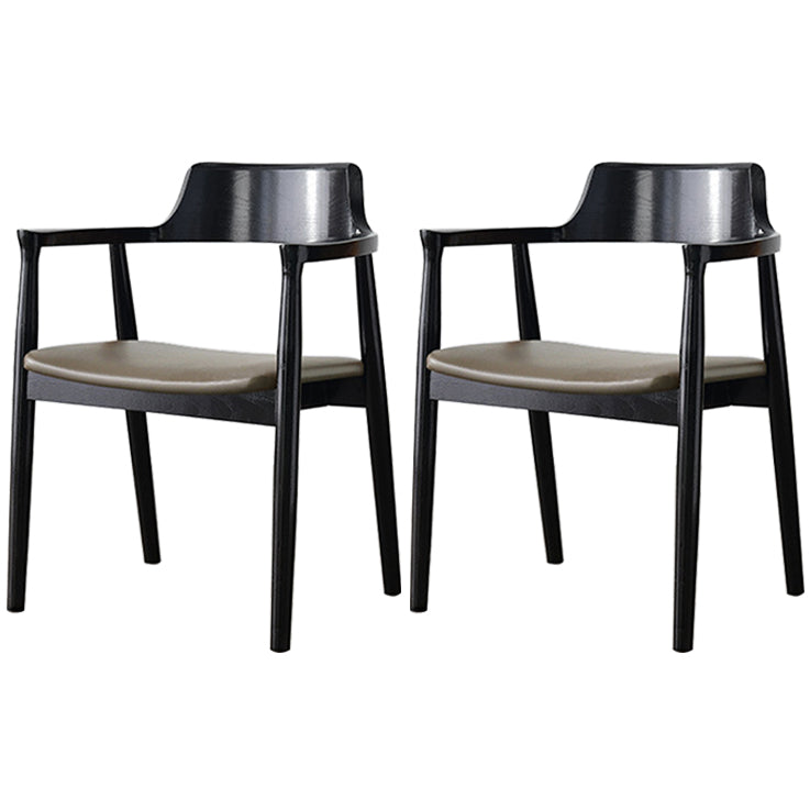 Modern Style Wooden Matte Finish Dining Arm Chair Open Back Arm Chair for Home Use Black Upholstered Set of 2 Clearhalo ' kitchen&dining_furn' 'Dining Chairs' 'Dining Tables & Seating' 'dining_chair' 'Furniture' 'furniture_dining_chair' 'Kitchen & Dining Furniture' 'kitchen' 3466784