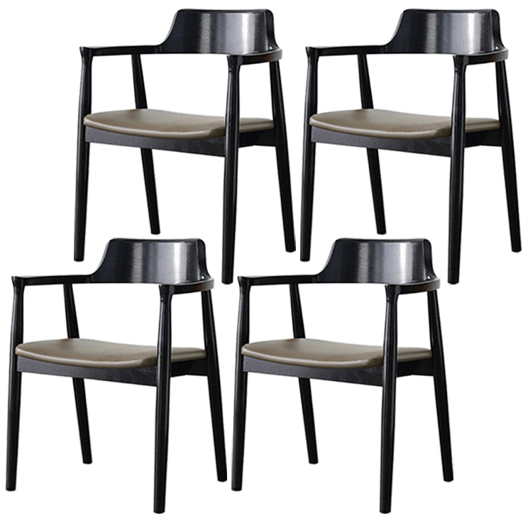 Modern Style Wooden Matte Finish Dining Arm Chair Open Back Arm Chair for Home Use Black Upholstered Set of 4 Clearhalo ' kitchen&dining_furn' 'Dining Chairs' 'Dining Tables & Seating' 'dining_chair' 'Furniture' 'furniture_dining_chair' 'Kitchen & Dining Furniture' 'kitchen' 3466787