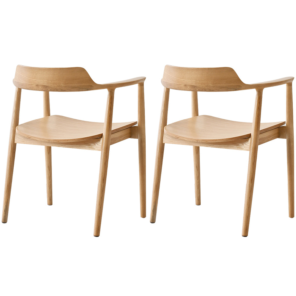 Modern Style Wooden Matte Finish Dining Arm Chair Open Back Arm Chair for Home Use Wood Wood Set of 2 Clearhalo ' kitchen&dining_furn' 'Dining Chairs' 'Dining Tables & Seating' 'dining_chair' 'Furniture' 'furniture_dining_chair' 'Kitchen & Dining Furniture' 'kitchen' 3466789