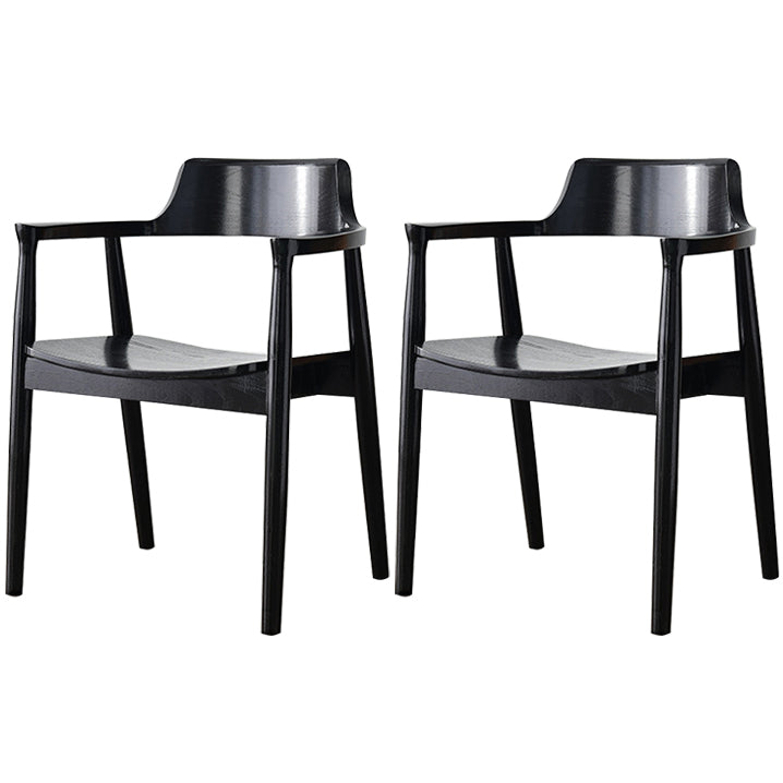 Modern Style Wooden Matte Finish Dining Arm Chair Open Back Arm Chair for Home Use Black Wood Set of 2 Clearhalo ' kitchen&dining_furn' 'Dining Chairs' 'Dining Tables & Seating' 'dining_chair' 'Furniture' 'furniture_dining_chair' 'Kitchen & Dining Furniture' 'kitchen' 3466792