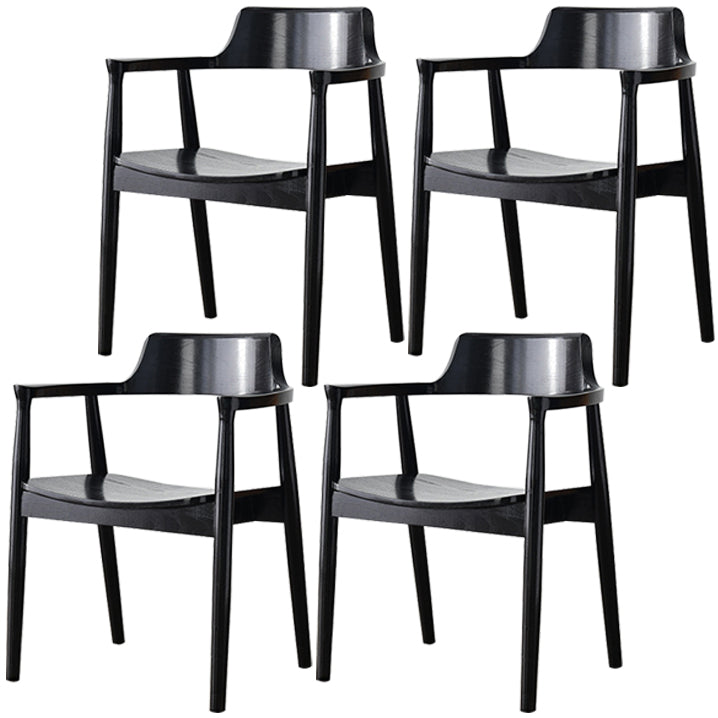 Modern Style Wooden Matte Finish Dining Arm Chair Open Back Arm Chair for Home Use Black Wood Set of 4 Clearhalo ' kitchen&dining_furn' 'Dining Chairs' 'Dining Tables & Seating' 'dining_chair' 'Furniture' 'furniture_dining_chair' 'Kitchen & Dining Furniture' 'kitchen' 3466794