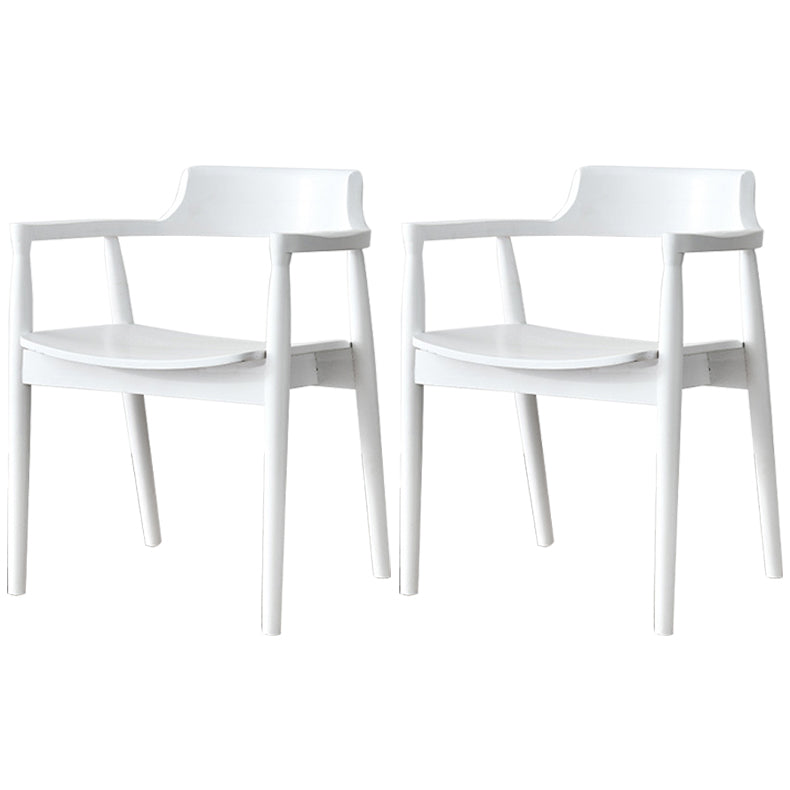 Modern Style Wooden Matte Finish Dining Arm Chair Open Back Arm Chair for Home Use White Wood Set of 2 Clearhalo ' kitchen&dining_furn' 'Dining Chairs' 'Dining Tables & Seating' 'dining_chair' 'Furniture' 'furniture_dining_chair' 'Kitchen & Dining Furniture' 'kitchen' 3466797