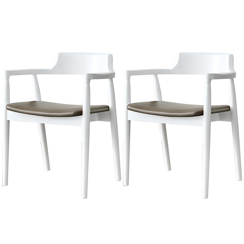 Modern Style Wooden Matte Finish Dining Arm Chair Open Back Arm Chair for Home Use White Upholstered Set of 2 Clearhalo ' kitchen&dining_furn' 'Dining Chairs' 'Dining Tables & Seating' 'dining_chair' 'Furniture' 'furniture_dining_chair' 'Kitchen & Dining Furniture' 'kitchen' 3466799