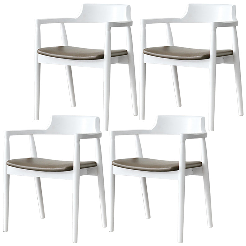 Modern Style Wooden Matte Finish Dining Arm Chair Open Back Arm Chair for Home Use White Upholstered Set of 4 Clearhalo ' kitchen&dining_furn' 'Dining Chairs' 'Dining Tables & Seating' 'dining_chair' 'Furniture' 'furniture_dining_chair' 'Kitchen & Dining Furniture' 'kitchen' 3466800