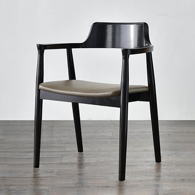 Modern Style Wooden Matte Finish Dining Arm Chair Open Back Arm Chair for Home Use Black Upholstered 1 Piece Clearhalo ' kitchen&dining_furn' 'Dining Chairs' 'Dining Tables & Seating' 'dining_chair' 'Furniture' 'furniture_dining_chair' 'Kitchen & Dining Furniture' 'kitchen' 3466801