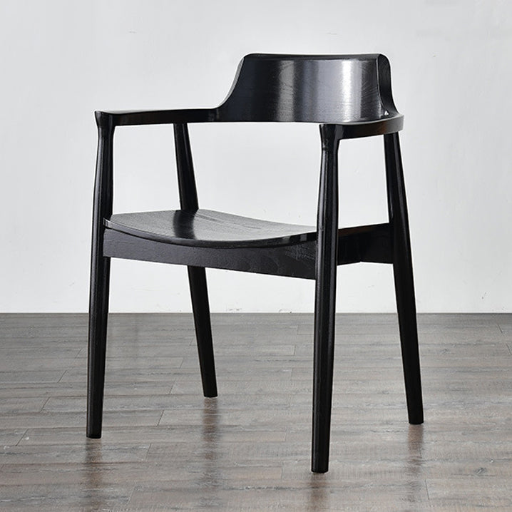 Modern Style Wooden Matte Finish Dining Arm Chair Open Back Arm Chair for Home Use Black Wood 1 Piece Clearhalo ' kitchen&dining_furn' 'Dining Chairs' 'Dining Tables & Seating' 'dining_chair' 'Furniture' 'furniture_dining_chair' 'Kitchen & Dining Furniture' 'kitchen' 3466802