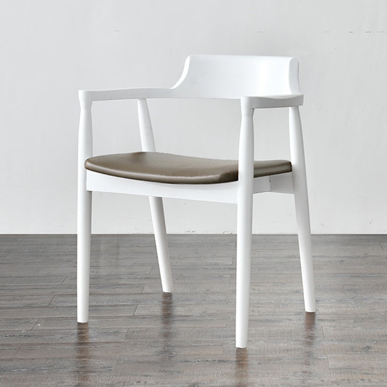 Modern Style Wooden Matte Finish Dining Arm Chair Open Back Arm Chair for Home Use White Upholstered 1 Piece Clearhalo ' kitchen&dining_furn' 'Dining Chairs' 'Dining Tables & Seating' 'dining_chair' 'Furniture' 'furniture_dining_chair' 'Kitchen & Dining Furniture' 'kitchen' 3466804