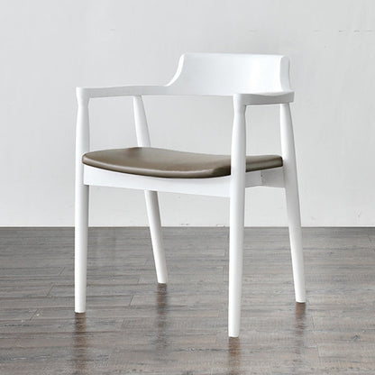 Modern Style Wooden Matte Finish Dining Arm Chair Open Back Arm Chair for Home Use White Upholstered 1 Piece Clearhalo ' kitchen&dining_furn' 'Dining Chairs' 'Dining Tables & Seating' 'dining_chair' 'Furniture' 'furniture_dining_chair' 'Kitchen & Dining Furniture' 'kitchen' 3466804