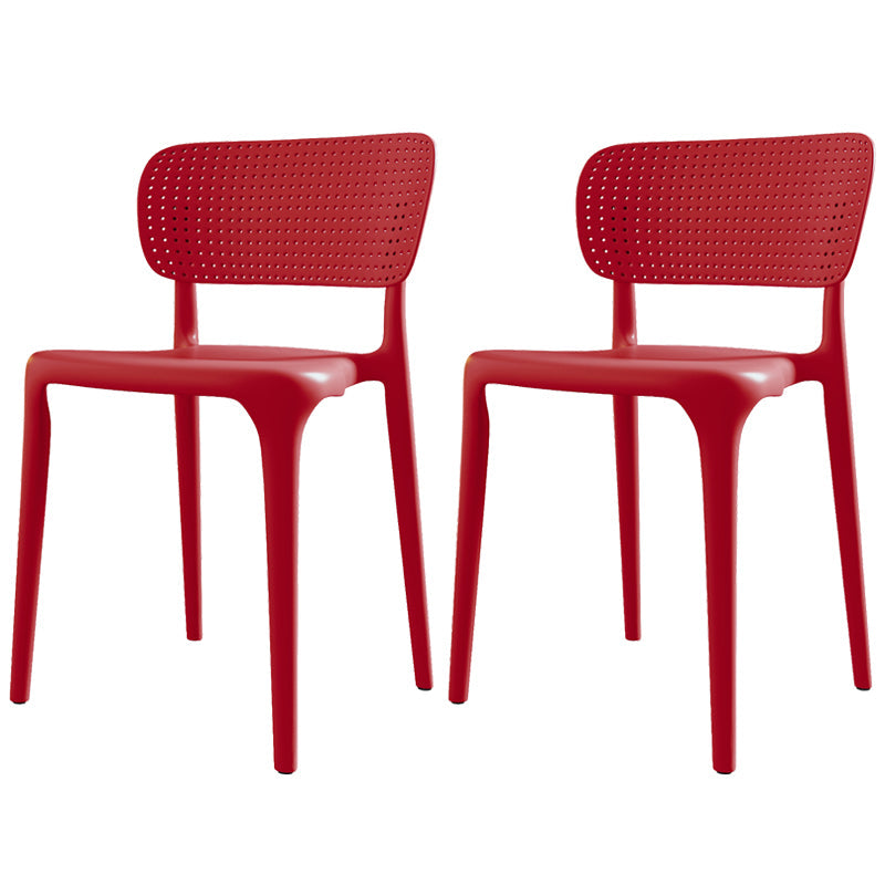Plastic Contemporary Side Chair Open Back Dining Chairs for Dining Room Red Set of 2 Clearhalo ' kitchen&dining_furn' 'Dining Chairs' 'Dining Tables & Seating' 'dining_chair' 'Furniture' 'furniture_dining_chair' 'Kitchen & Dining Furniture' 'kitchen' 3466833