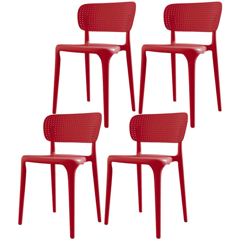 Plastic Contemporary Side Chair Open Back Dining Chairs for Dining Room Red Set of 4 Clearhalo ' kitchen&dining_furn' 'Dining Chairs' 'Dining Tables & Seating' 'dining_chair' 'Furniture' 'furniture_dining_chair' 'Kitchen & Dining Furniture' 'kitchen' 3466834