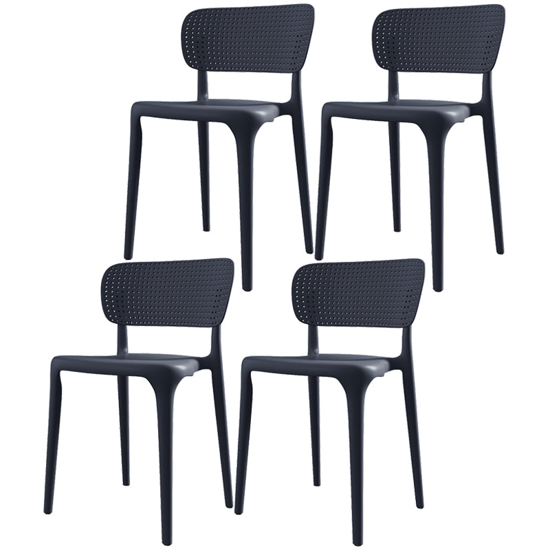 Plastic Contemporary Side Chair Open Back Dining Chairs for Dining Room Matte Black Set of 4 Clearhalo ' kitchen&dining_furn' 'Dining Chairs' 'Dining Tables & Seating' 'dining_chair' 'Furniture' 'furniture_dining_chair' 'Kitchen & Dining Furniture' 'kitchen' 3466840