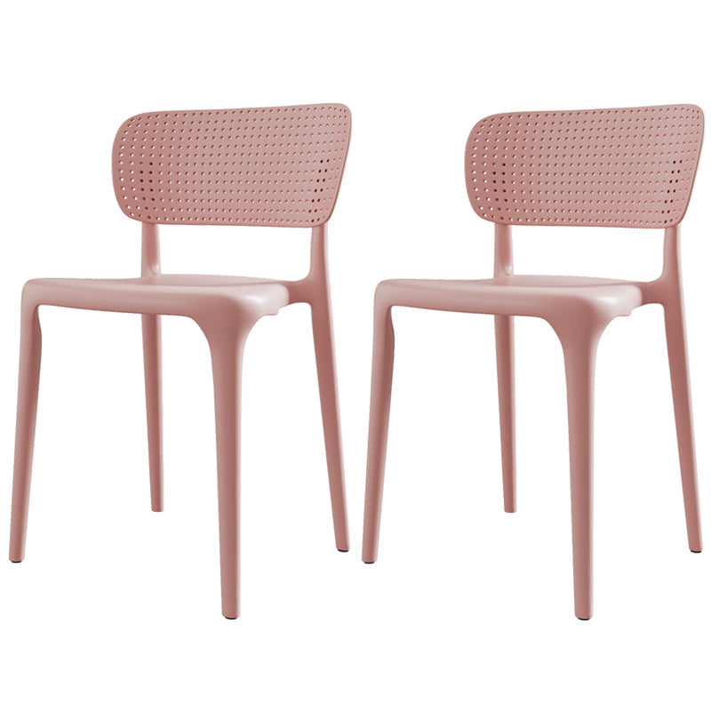 Plastic Contemporary Side Chair Open Back Dining Chairs for Dining Room Pink Set of 2 Clearhalo ' kitchen&dining_furn' 'Dining Chairs' 'Dining Tables & Seating' 'dining_chair' 'Furniture' 'furniture_dining_chair' 'Kitchen & Dining Furniture' 'kitchen' 3466842