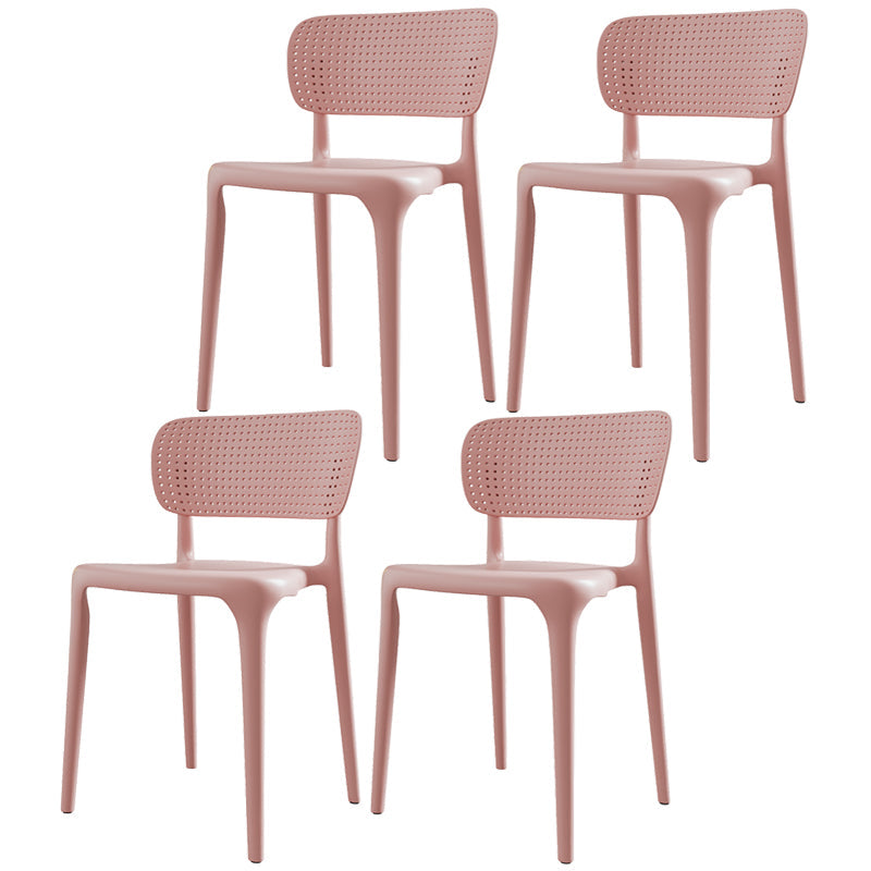 Plastic Contemporary Side Chair Open Back Dining Chairs for Dining Room Pink Set of 4 Clearhalo ' kitchen&dining_furn' 'Dining Chairs' 'Dining Tables & Seating' 'dining_chair' 'Furniture' 'furniture_dining_chair' 'Kitchen & Dining Furniture' 'kitchen' 3466843