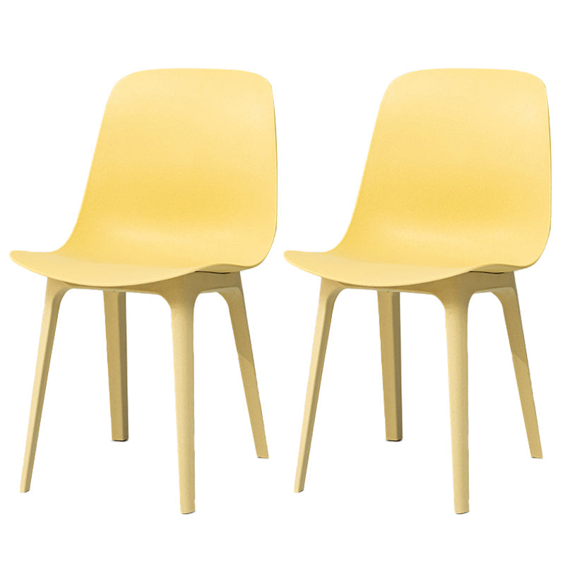 Contemporary Style Plastic Dining Side Chair Dining Room Armless Chair Yellow Set of 2 Clearhalo ' kitchen&dining_furn' 'Dining Chairs' 'Dining Tables & Seating' 'dining_chair' 'Furniture' 'furniture_dining_chair' 'Kitchen & Dining Furniture' 'kitchen' 3466876