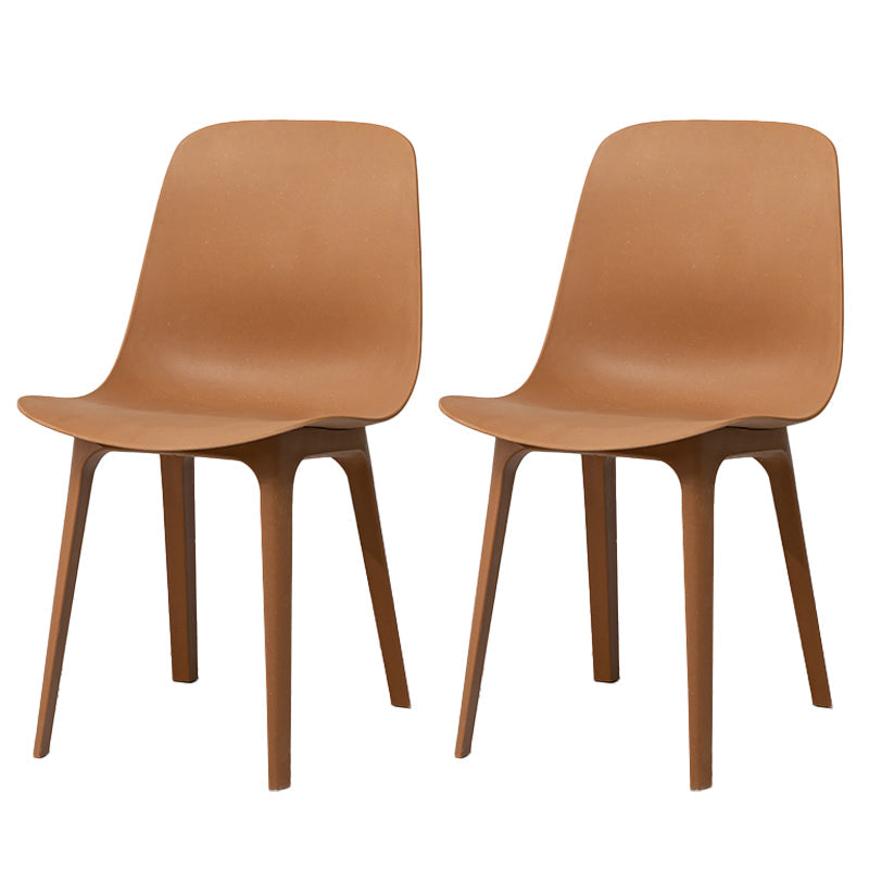 Contemporary Style Plastic Dining Side Chair Dining Room Armless Chair Brown Set of 2 Clearhalo ' kitchen&dining_furn' 'Dining Chairs' 'Dining Tables & Seating' 'dining_chair' 'Furniture' 'furniture_dining_chair' 'Kitchen & Dining Furniture' 'kitchen' 3466882