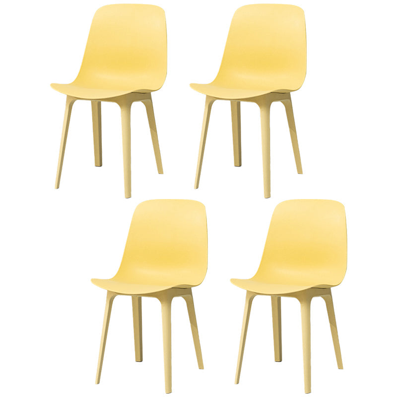 Contemporary Style Plastic Dining Side Chair Dining Room Armless Chair Yellow Set of 4 Clearhalo ' kitchen&dining_furn' 'Dining Chairs' 'Dining Tables & Seating' 'dining_chair' 'Furniture' 'furniture_dining_chair' 'Kitchen & Dining Furniture' 'kitchen' 3466883