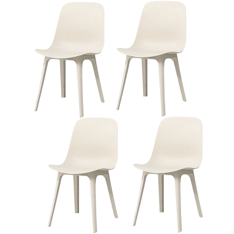 Contemporary Style Plastic Dining Side Chair Dining Room Armless Chair Off-White Set of 4 Clearhalo ' kitchen&dining_furn' 'Dining Chairs' 'Dining Tables & Seating' 'dining_chair' 'Furniture' 'furniture_dining_chair' 'Kitchen & Dining Furniture' 'kitchen' 3466886