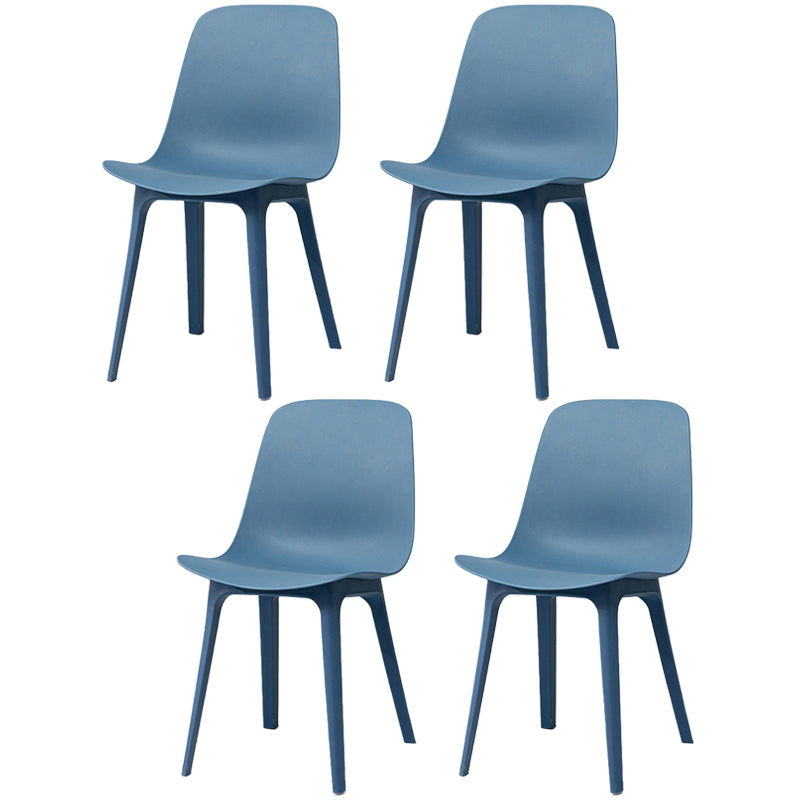 Contemporary Style Plastic Dining Side Chair Dining Room Armless Chair Blue Set of 4 Clearhalo ' kitchen&dining_furn' 'Dining Chairs' 'Dining Tables & Seating' 'dining_chair' 'Furniture' 'furniture_dining_chair' 'Kitchen & Dining Furniture' 'kitchen' 3466887
