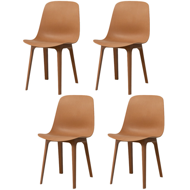 Contemporary Style Plastic Dining Side Chair Dining Room Armless Chair Brown Set of 4 Clearhalo ' kitchen&dining_furn' 'Dining Chairs' 'Dining Tables & Seating' 'dining_chair' 'Furniture' 'furniture_dining_chair' 'Kitchen & Dining Furniture' 'kitchen' 3466890