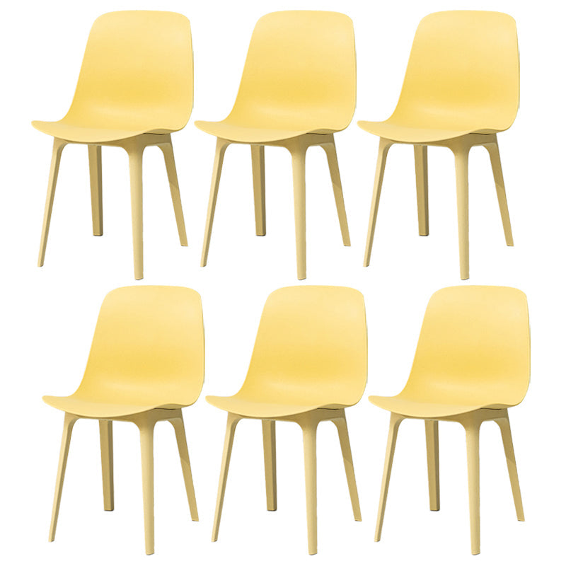 Contemporary Style Plastic Dining Side Chair Dining Room Armless Chair Yellow Set of 6 Clearhalo ' kitchen&dining_furn' 'Dining Chairs' 'Dining Tables & Seating' 'dining_chair' 'Furniture' 'furniture_dining_chair' 'Kitchen & Dining Furniture' 'kitchen' 3466892