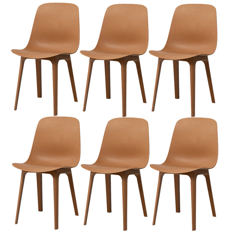 Contemporary Style Plastic Dining Side Chair Dining Room Armless Chair Brown Set of 6 Clearhalo ' kitchen&dining_furn' 'Dining Chairs' 'Dining Tables & Seating' 'dining_chair' 'Furniture' 'furniture_dining_chair' 'Kitchen & Dining Furniture' 'kitchen' 3466897
