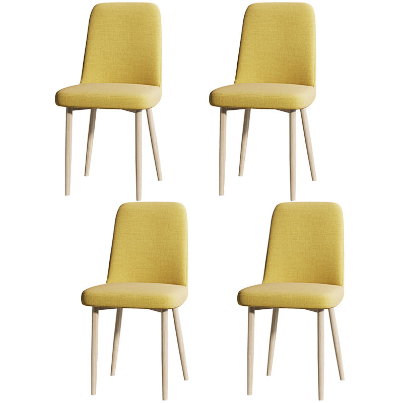 Fabric Dining Side Chairs Glam Style Parsons Chair of 16'' Wide for Kitchen Yellow Natural Wood Set of 4 Clearhalo ' kitchen&dining_furn' 'Dining Chairs' 'Dining Tables & Seating' 'dining_chair' 'Furniture' 'furniture_dining_chair' 'Kitchen & Dining Furniture' 'kitchen' 3466943