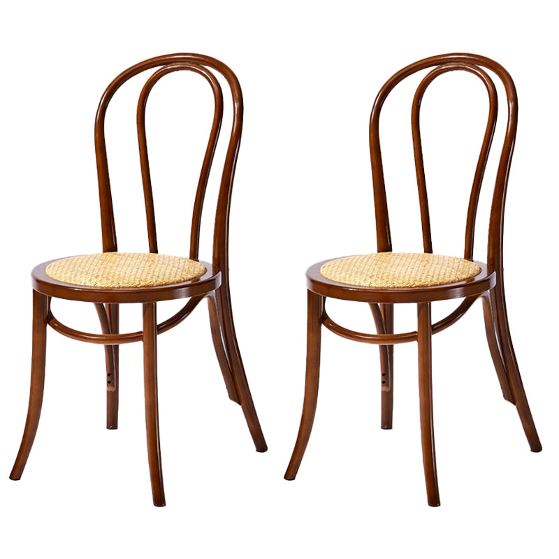 Solid Wood Dining Chairs Modern Style Kitchen Windsor Back Side Chairs Walnut Wicker & Rattan Set of 2 Clearhalo ' kitchen&dining_furn' 'Dining Chairs' 'Dining Tables & Seating' 'dining_chair' 'Furniture' 'furniture_dining_chair' 'Kitchen & Dining Furniture' 'kitchen' 3466980