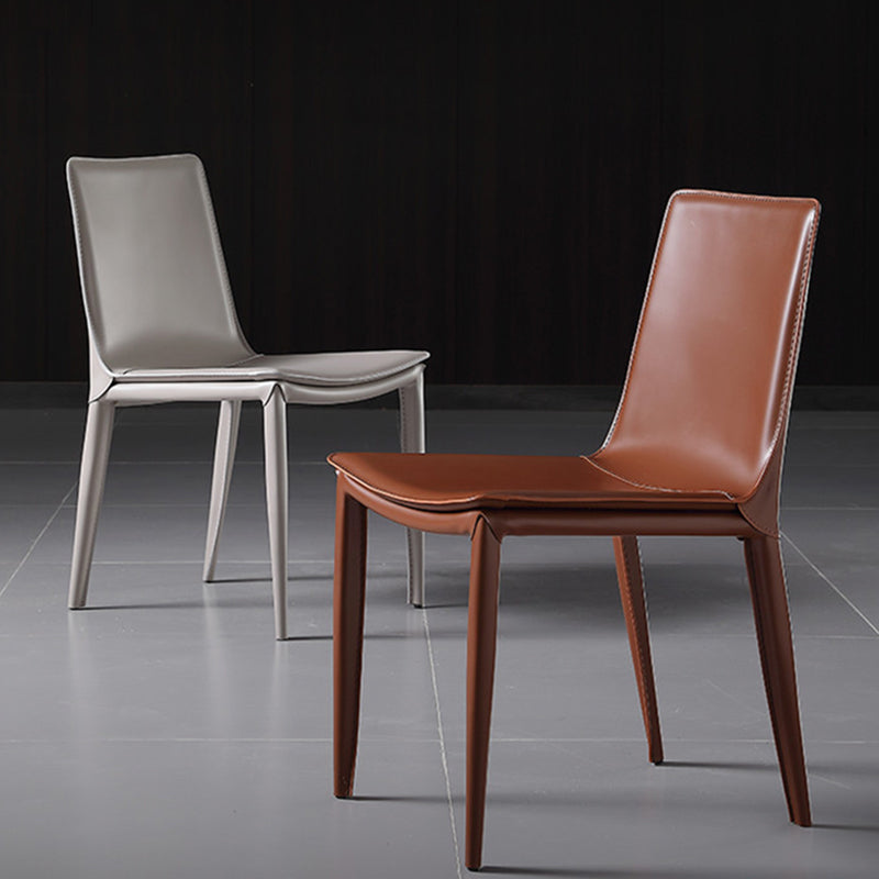 Modern Kitchen PU Leather Dining Side Chair Solid Back Dining Side Chair Clearhalo ' kitchen&dining_furn' 'Dining Chairs' 'Dining Tables & Seating' 'dining_chair' 'Furniture' 'furniture_dining_chair' 'Kitchen & Dining Furniture' 'kitchen' 3467005