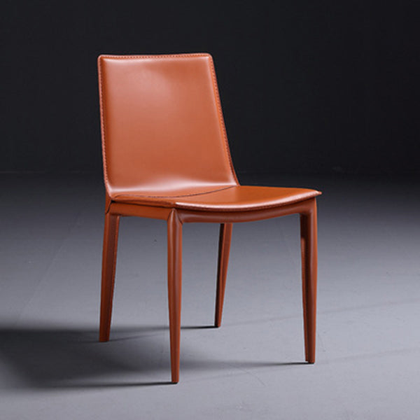 Modern Kitchen PU Leather Dining Side Chair Solid Back Dining Side Chair Orange Red 1 Piece Clearhalo ' kitchen&dining_furn' 'Dining Chairs' 'Dining Tables & Seating' 'dining_chair' 'Furniture' 'furniture_dining_chair' 'Kitchen & Dining Furniture' 'kitchen' 3467006